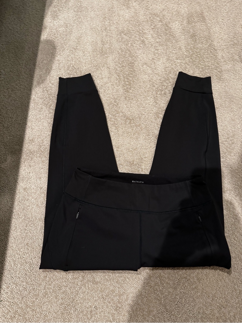 Athleta Black High-Waist  Leggings with Zip Pockets